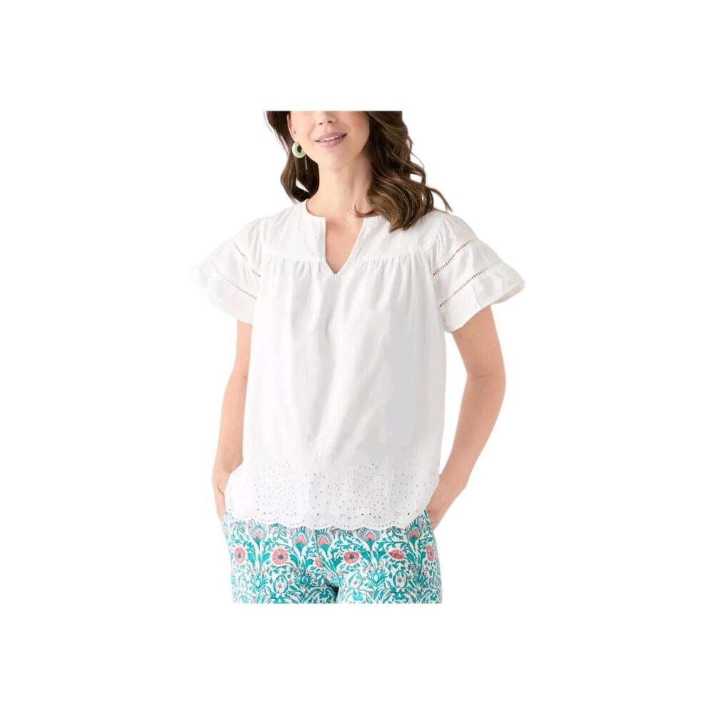 Crown & Ivy Women's Short Sleeve Embroidered Hem TopStyle #: 72625SPW000168